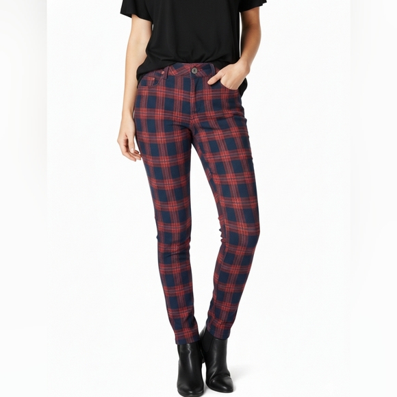 Peter Nygard Pants - Peter Nygard Red and Blue Plaid Jeggings